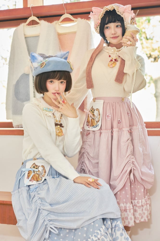 Pink / Blue Polka-dot Overalls Drawstring Hem