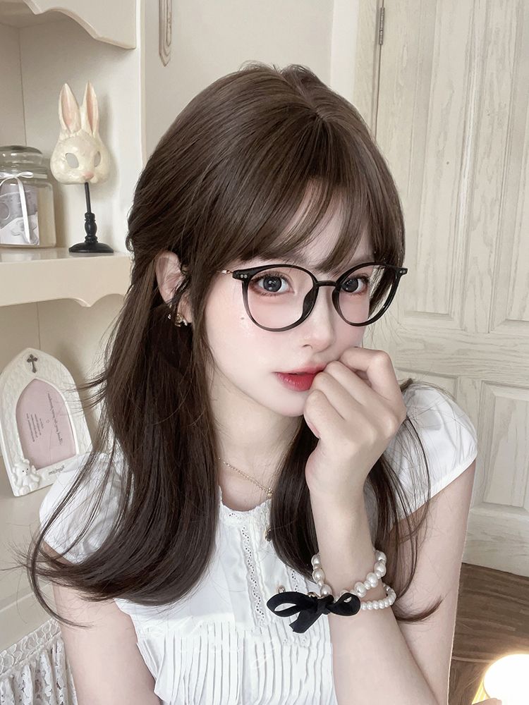 Full Bangs Brown Natural Synthetic Wig