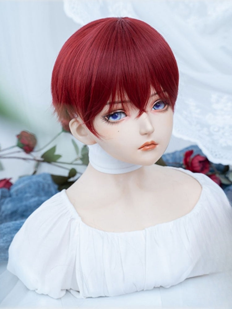 Natural Top Red Boy Style Wig with Bangs