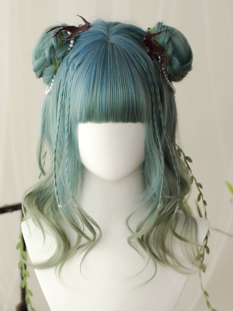 5 Colors Wavy Synthetic Wig with Bangs and Two Claw Clips