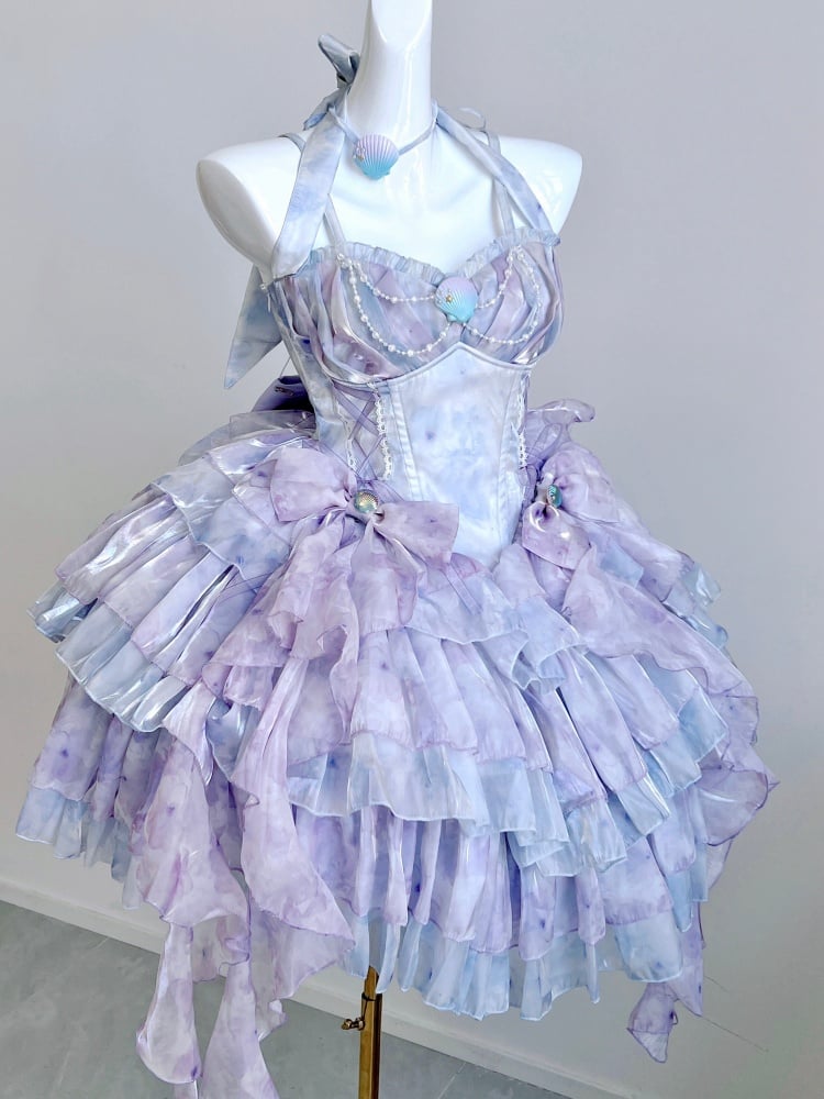Sea Shell Bowknots Purple Corset Dress Mermaid Princess Summer Holiday Dress