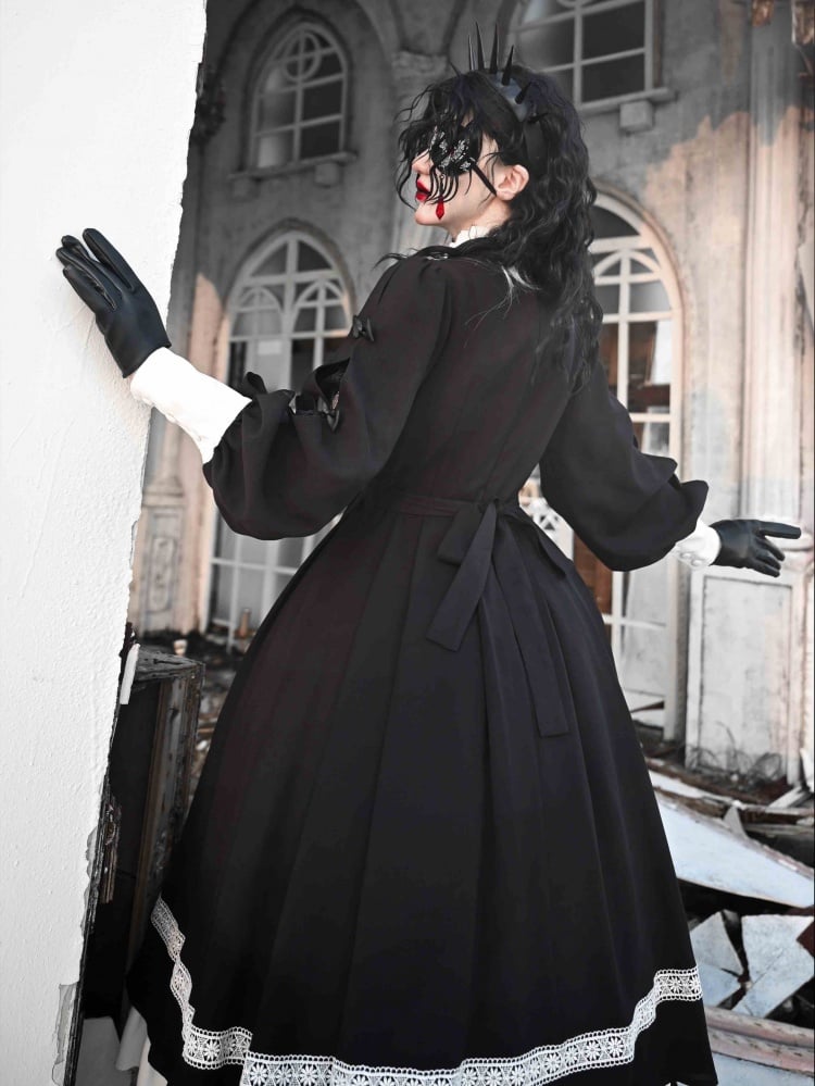 Nun-style Gothic Skeleton Dress back view