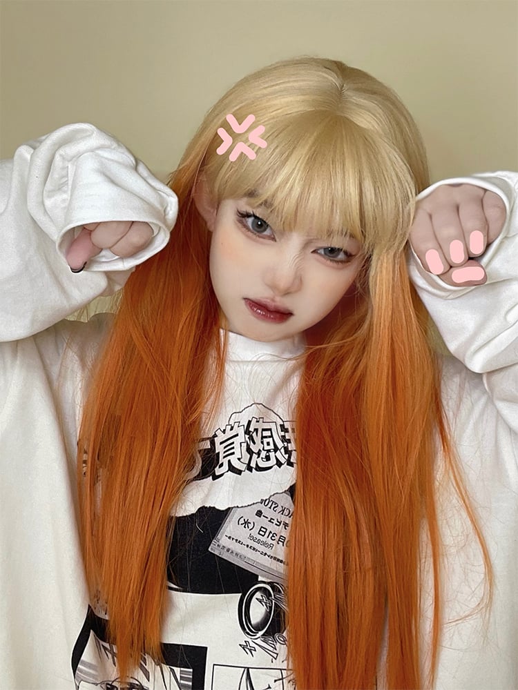 Ombre Orange Straight Synthetic Wig