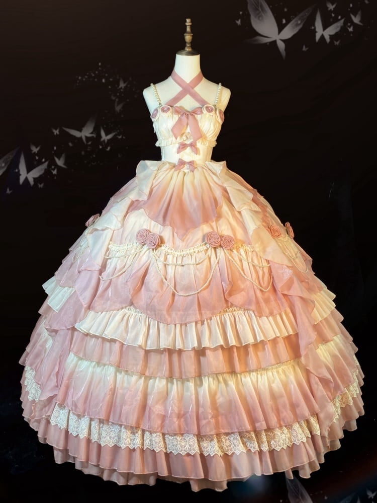Pink Fairy Hanayome Gorgeous Princess Quinceanera Dress Full Set - Sukuroi