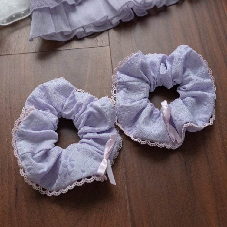 White and Purple Knot Button Jumper Skirt Full Set - Sukuroi