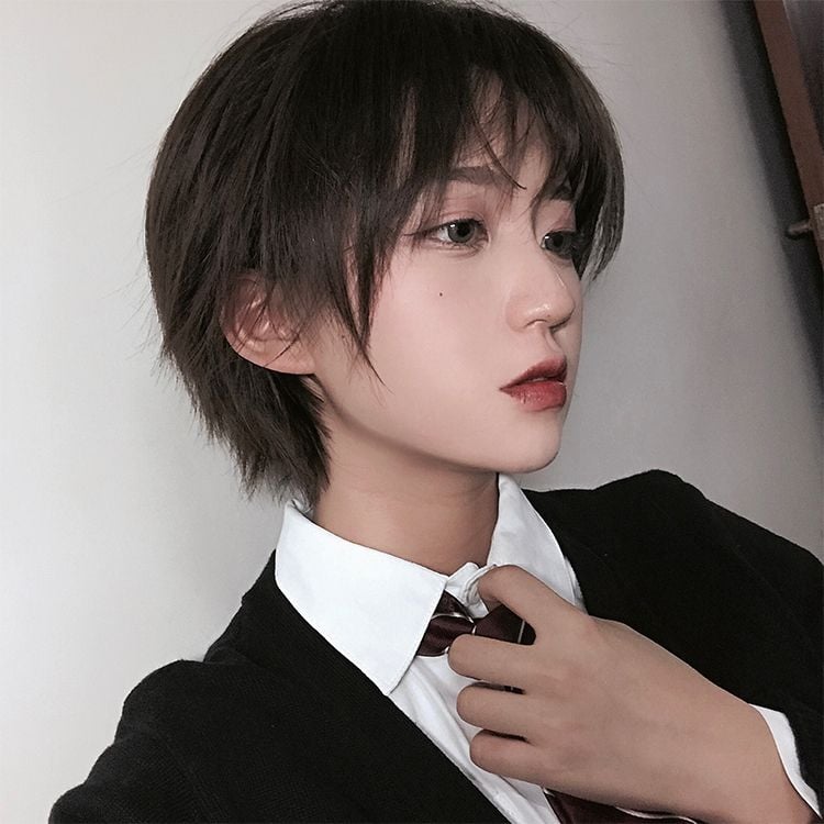 Light Brown / Black Ouji Short Synthetic Wig