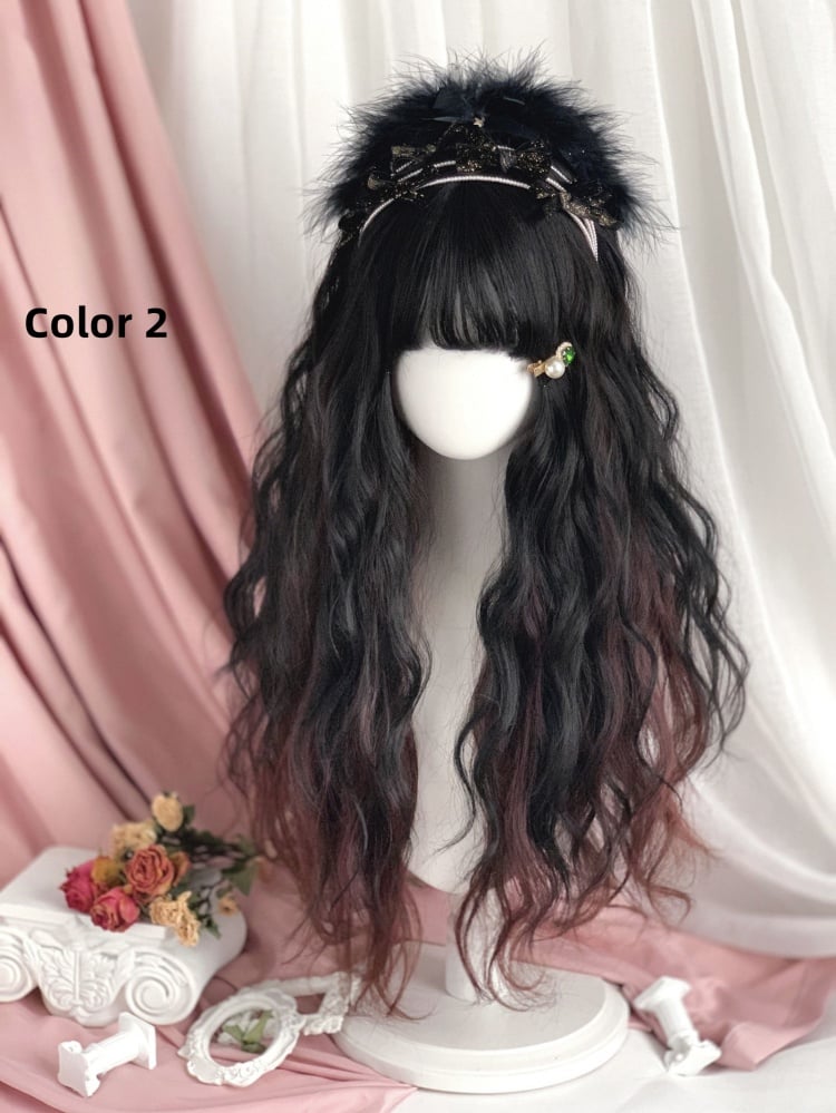 Highlight Hair Color Long Wavy Synthetic Wig 6 Colors