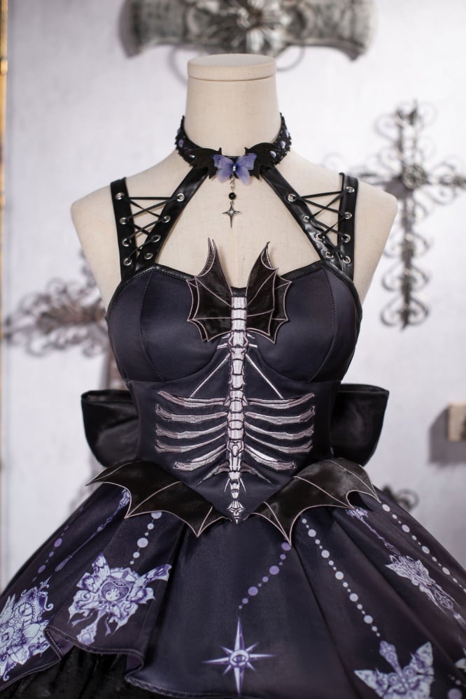 Purple High-low Skirt Halter Neck Gothic Jumper Skirt