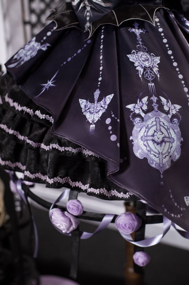 Purple High-low Skirt Halter Neck Gothic Jumper Skirt