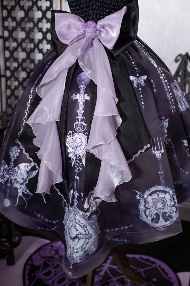 Purple High-low Skirt Halter Neck Gothic Jumper Skirt