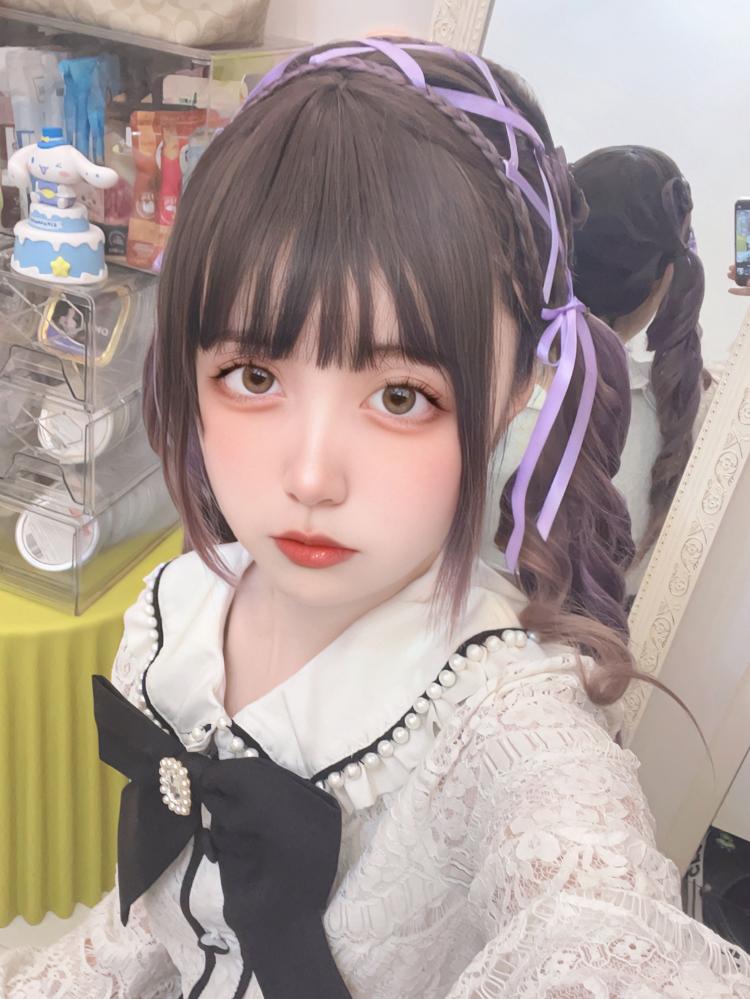 Kuromi Purple Braided Synthetic Wig Pre-styled Kawaii Wig