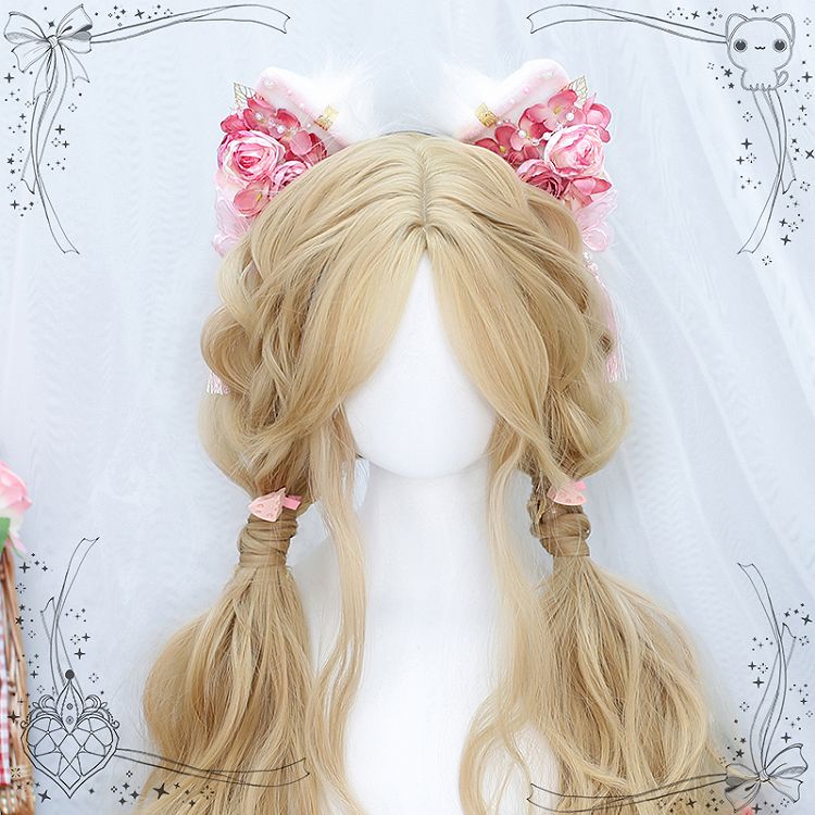 Pastel Flax Curtain Bangs Long Wavy Synthetic Wig