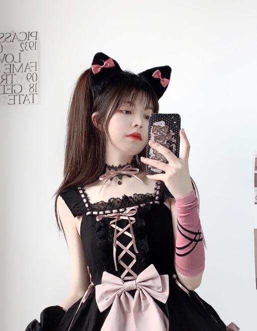 Lace-Up Detail Sweet Jumper Skirt Tiered Skirt Dress/Full Set Long Version