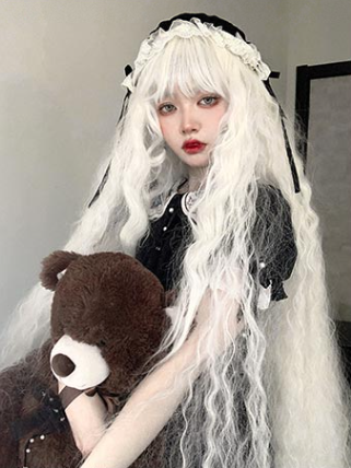 In Stock 120cm Moonlight White Curly Wig