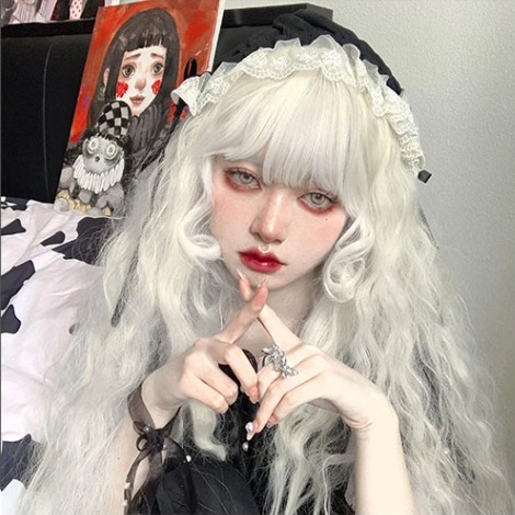In Stock 120cm Moonlight White Curly Wig