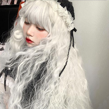 In Stock 120cm Moonlight White Curly Wig