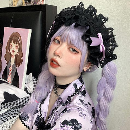 In Stock Lavender Air Bangs Long Wig