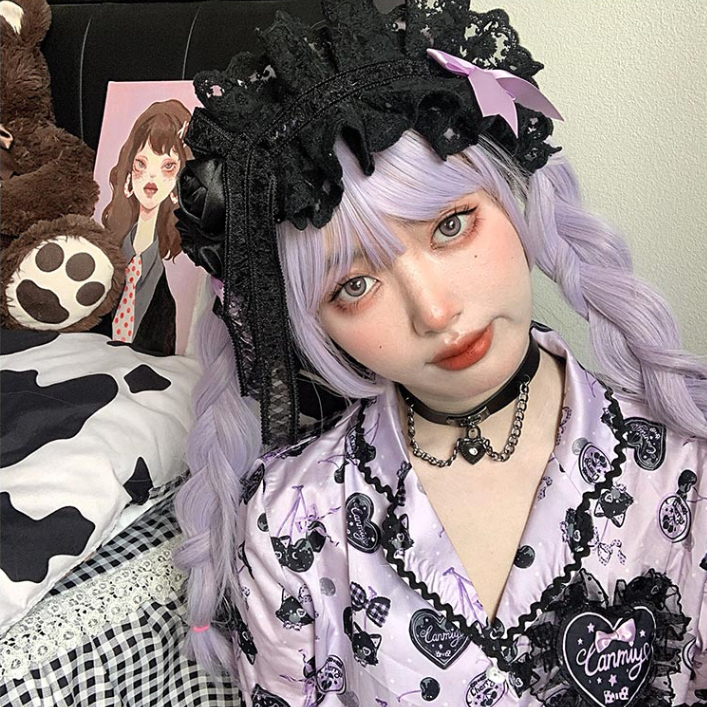 In Stock Lavender Air Bangs Long Wig