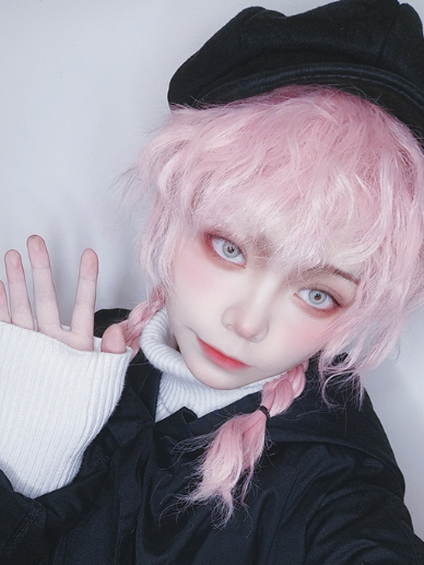 In Stock Sakura Pink Boy Style Wig