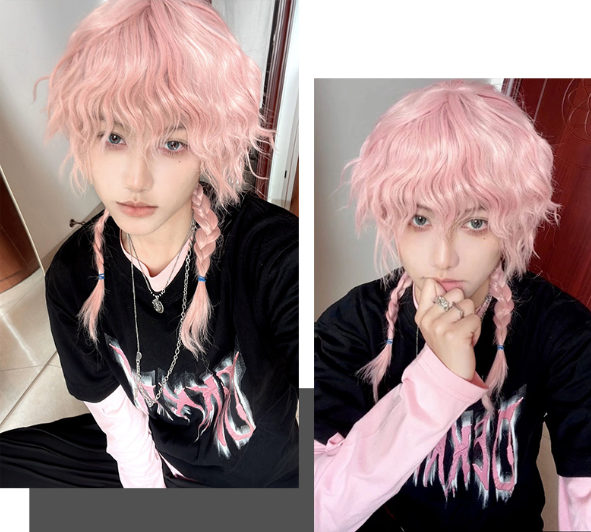 In Stock Sakura Pink Boy Style Wig