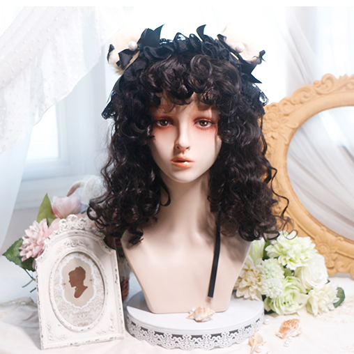 In Stock 4 Colors Shoulder Length Dolls Wool Curly Wig