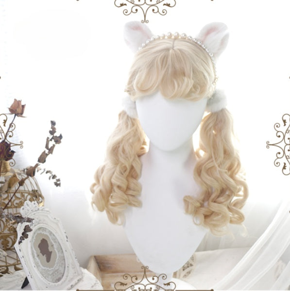 In Stock Mid-length Dolly Curly Wig with Outward Curly Bangs