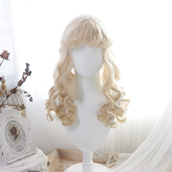 In Stock Mid-length Dolly Curly Wig with Outward Curly Bangs