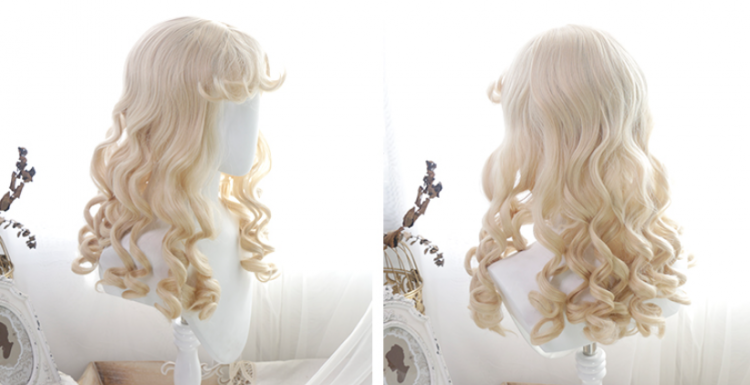 In Stock Mid-length Dolly Curly Wig with Outward Curly Bangs