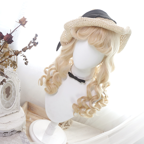 In Stock Mid-length Dolly Curly Wig with Outward Curly Bangs