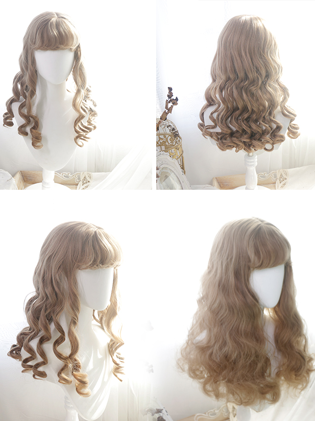 In Stock Mid-length Dolly Curly Wig with Outward Curly Bangs