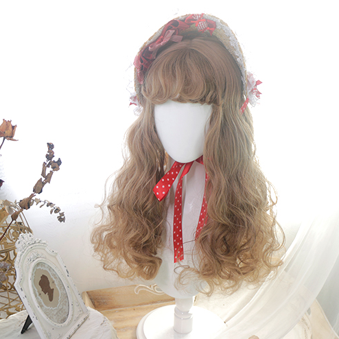 In Stock Mid-length Dolly Curly Wig with Outward Curly Bangs