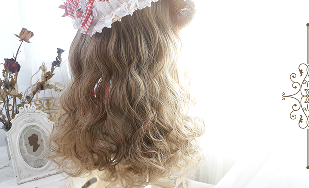 In Stock Mid-length Dolly Curly Wig with Outward Curly Bangs