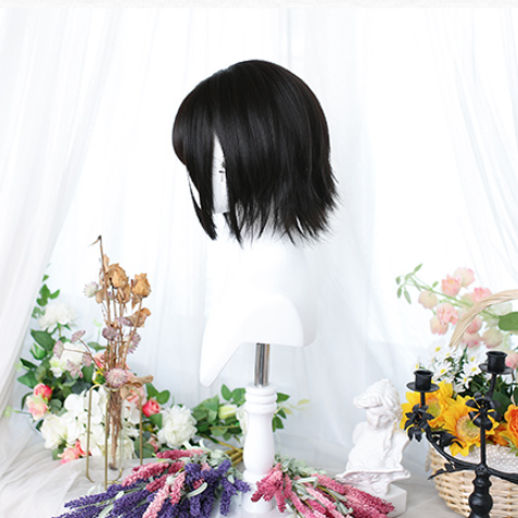 Natural Black Air Bangs Short Wig