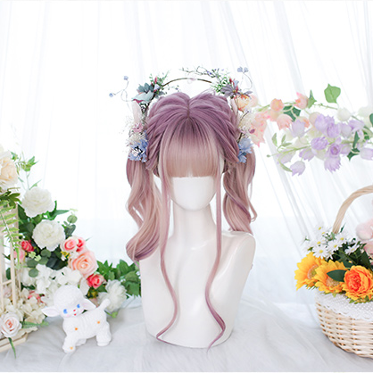 In Stock Purple and Pink Highlights Long Wavy Ombre Wig