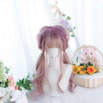 In Stock Purple and Pink Highlights Long Wavy Ombre Wig
