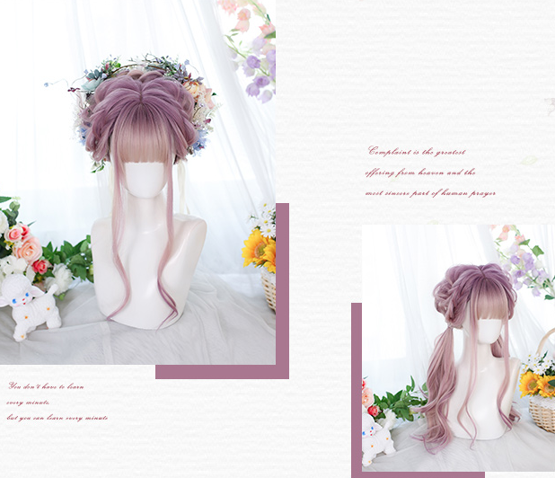 In Stock Purple and Pink Highlights Long Wavy Ombre Wig