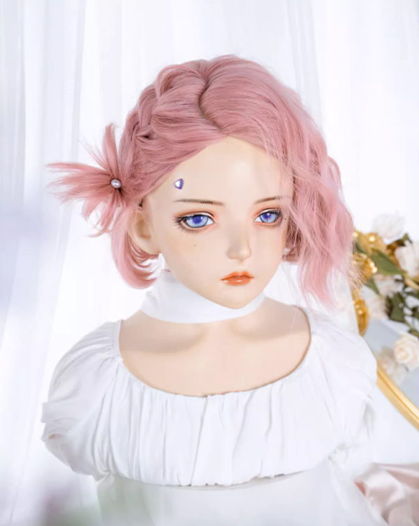 Pink Chin Length Wavy Synthetic Wig
