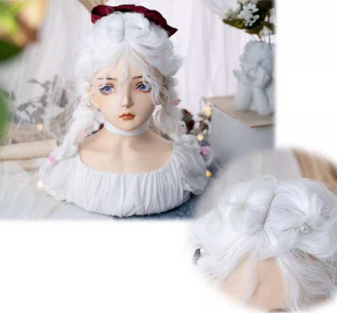 White Medium Length Synthetic Curly Wig