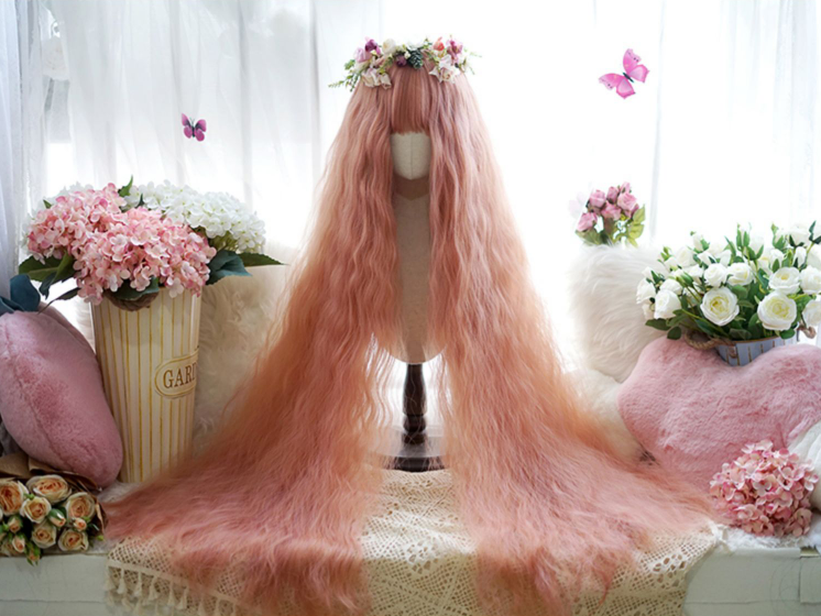 Hip Length Curly Spring Sakura Pink Synthetic Wig