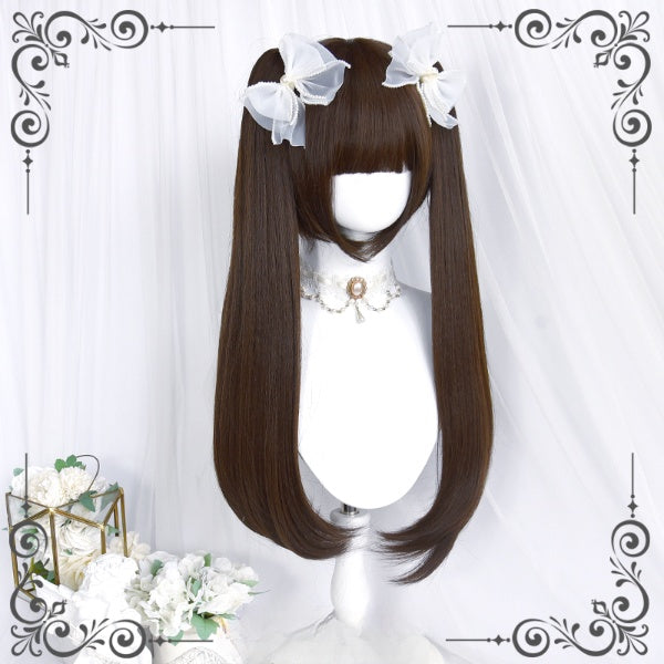 3 Color Options Short Wig with a Pair of Ponytails