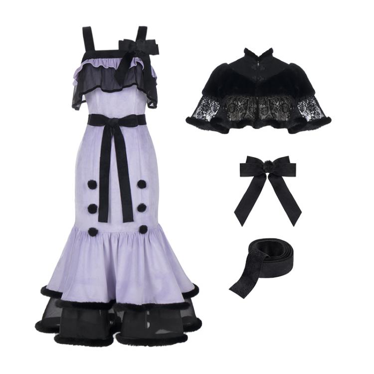 Flower Vine Black and Purple Mermaid Skirt Lolita JSK+Shawl Set