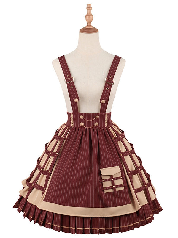 Little Detective Striped Pattern Birdcage Design Overalls