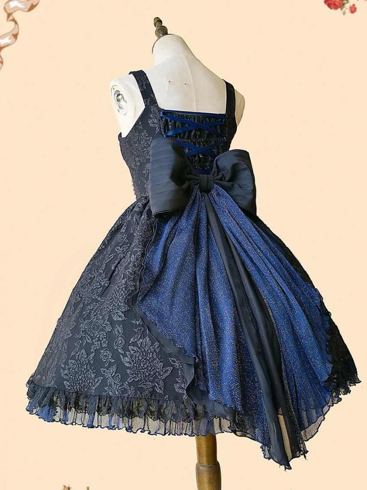 Singer Sweetheart Neckline Natural Waist Tiered Skirt and Ruffle Trim Jumper Skirt/JSK+ Train Set