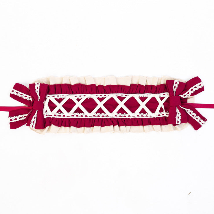 Wine Red Bowknot Details One Piece Snow White Dress/Full Set Square Neckline