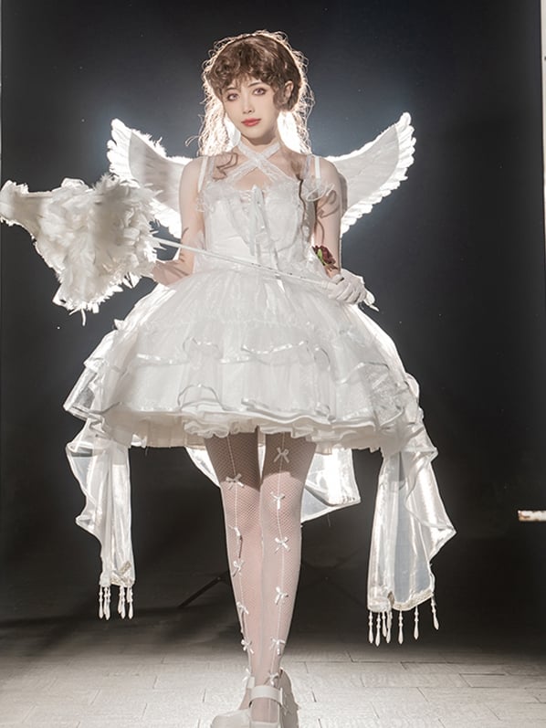 Plus Size Friendly Seven Deadly Sins Halter Neck Sweetheart Neckline Tiered Skirt and Flounce Hem Lolita JSK