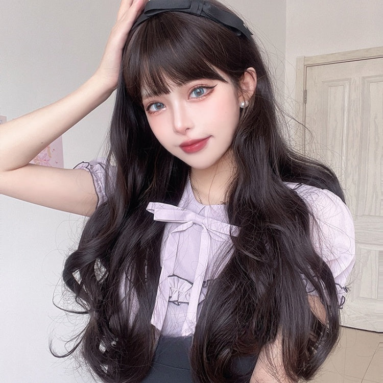 Waist Length Wavy Dark Brown Lolita Synthetic Wig