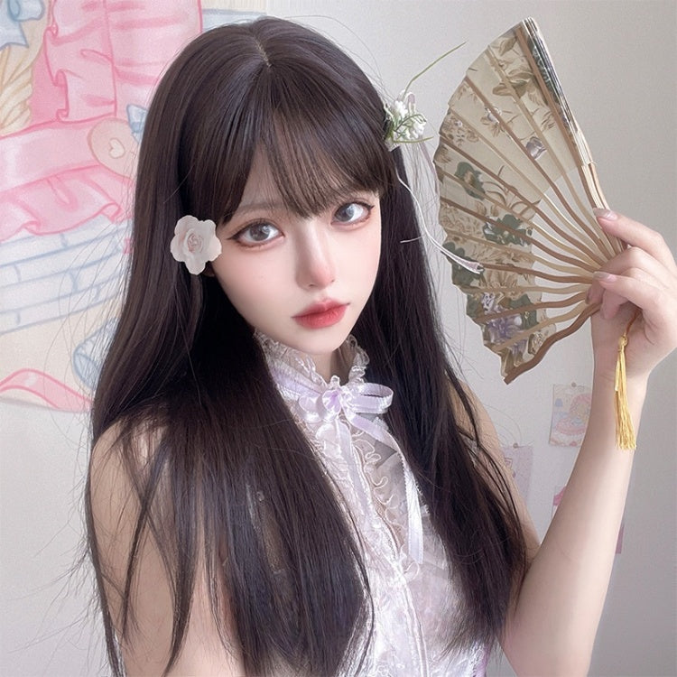 Straight Waist Length Dark Brown 60CM Lolita Synthetic Wig