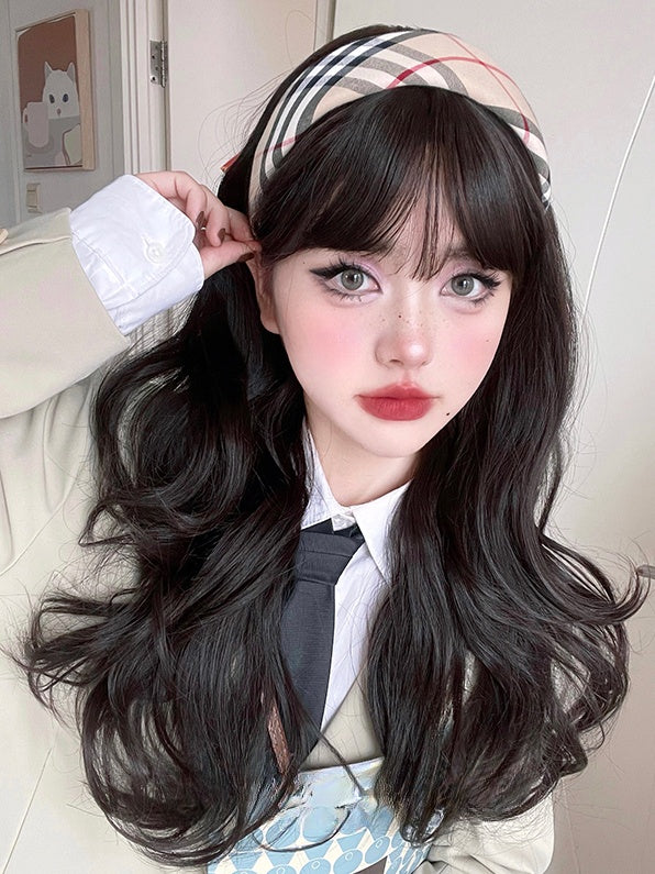 Wavy Dark Tawny Synthetic Wig