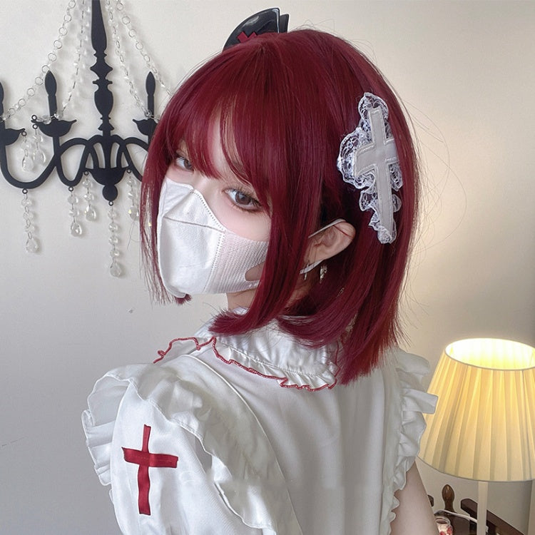 Straight Burgundy 30CM Short Wig