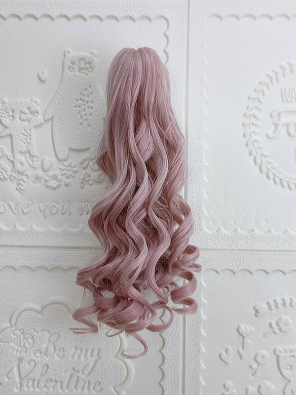 Pink/Black/Brown/Light Gold Wavy Double Ponytails Synthetic Hair Clips